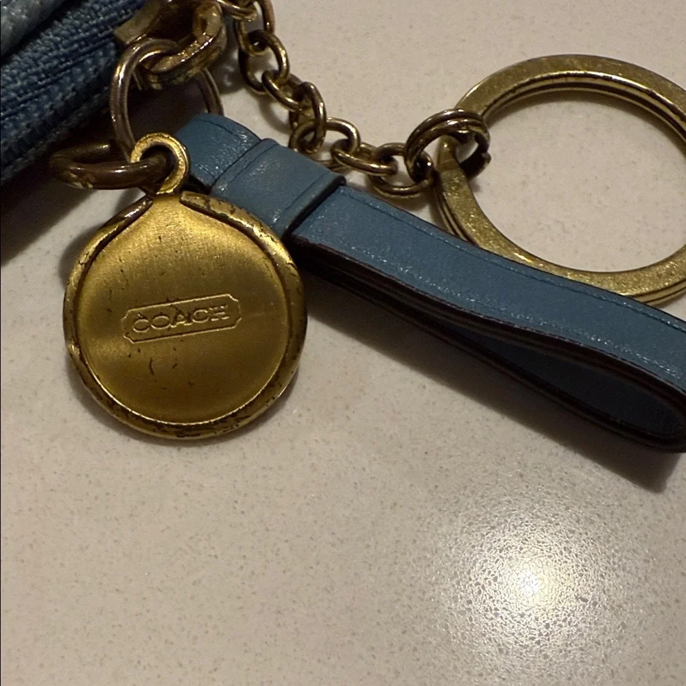 Coach Teal and Brown Signature Card Holder
